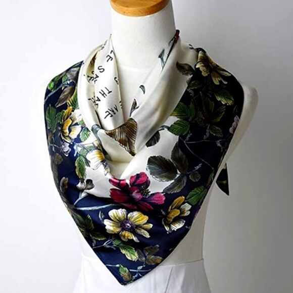 Fashion Head Scarf Headwraps for Women Silky Scarf Female Satin Print 35 x 35 in - Picture 13 of 13
